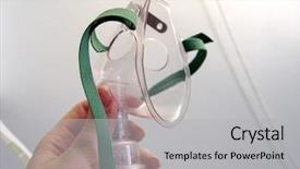  Presentation with oxygen - Colorful PPT theme enhanced with person holding a oxygen mask backdrop and a light gray colored foreground