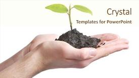  Presentation with sprout - Slides with person holding a sprout in the studio background and a cream colored foreground