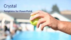  Presentation with tennis - PPT layouts with person holding a tennis ball background and a sky blue colored foreground