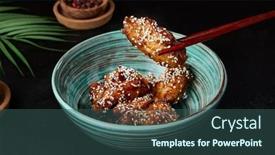  Presentation with street food - Slide deck enhanced with person-holding-chicken-wings background and a ocean colored foreground