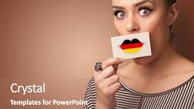  Presentation with lips - Presentation enhanced with person holding germany flag lips background and a coral colored foreground