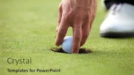  Presentation with golf - Slide deck consisting of person-holding-golf-ball-close background and a yellow colored foreground