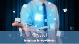  Presentation with server room - Amazing PPT layouts having software project management - person holding hologram projection displaying backdrop and a teal colored foreground