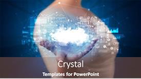  Presentation with information system - Theme enhanced with person-holding-hologram-screen-displaying background and a violet colored foreground