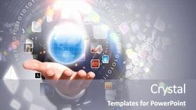  Presentation with older person holding pills - PPT layouts enhanced with person holding illustration of globe background and a gray colored foreground