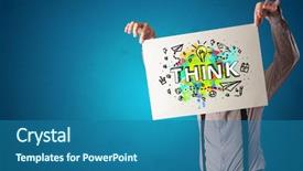  Presentation with design thinking - Theme having person holding paper with design background and a  colored foreground