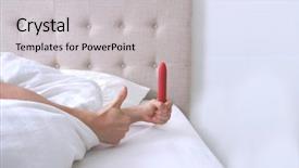  Presentation with sex - Audience pleasing slide deck consisting of person holding red sex dildo backdrop and a light gray colored foreground