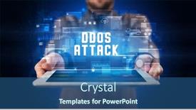  Presentation with tablet - Presentation theme having person-holding-tablet-security-concept background and a  colored foreground