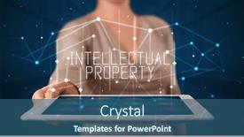  Presentation with security - PPT theme consisting of person-holding-tablet-security-concept background and a ocean colored foreground