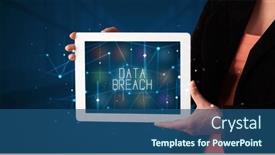  Presentation with security - PPT theme consisting of person-holding-tablet-security-concept background and a ocean colored foreground