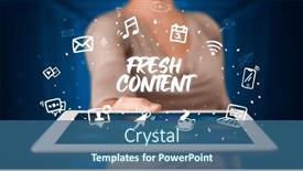  Presentation with social - Slide set consisting of person-holding-tablet-social-network background and a ocean colored foreground