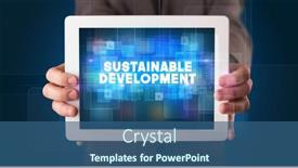  Presentation with technology - Slides with person-holding-tablet-technology-concept background and a ocean colored foreground