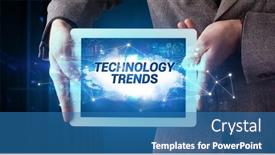  Presentation with technology - PPT layouts consisting of person-holding-tablet-technology-concept background and a teal colored foreground
