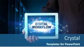  Presentation with technology - Presentation having person-holding-tablet-technology-concept background and a ocean colored foreground