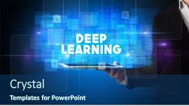  Presentation with technology - Slide set having person-holding-tablet-technology-concept background and a ocean colored foreground