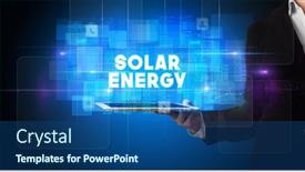  Presentation with technology - PPT theme with person-holding-tablet-technology-concept background and a ocean colored foreground