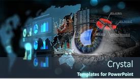  Presentation with scanning - Presentation theme consisting of person identification and scanning mixed media background and a ocean colored foreground