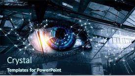  Presentation with scanning - PPT theme having person-identification-and-scanning-mixed background and a navy blue colored foreground