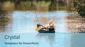  Presentation with fishing - PPT layouts having person in a canoe fishing background and a light blue colored foreground