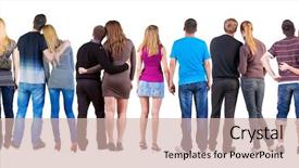  Presentation with group - Presentation theme featuring person isolated over white background background and a soft green colored foreground