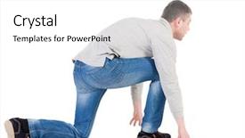  Presentation with running person - PPT theme having person isolated over white background background and a white colored foreground