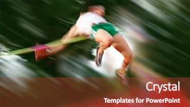  Presentation with motion - Colorful PPT theme enhanced with person jumping over the bar backdrop and a tawny brown colored foreground