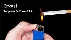  Presentation with butane - Cool new PPT theme with person-lights-a-cigarette backdrop and a black colored foreground