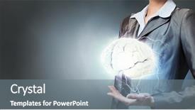  Presentation with mind - Cool new slide set with person of great mind mixed backdrop and a gray colored foreground
