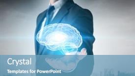  Presentation with mind - Audience pleasing theme consisting of person of great mind mixed backdrop and a teal colored foreground