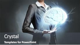  Presentation with mind - Cool new slide set with person of great mind backdrop and a dark gray colored foreground