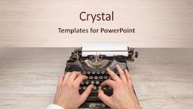  Presentation with first - Amazing slide deck having first person perspective elegant hand writing on an oldschool typewriter with copyspace backdrop and a lemonade colored foreground