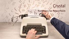  Presentation with first - Presentation theme featuring first person perspective elegant hand writing on typewriter with flying letters concept background and a lemonade colored foreground