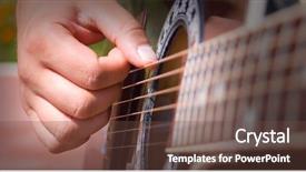  Presentation with acoustic - Amazing PPT theme having person playing acoustic guitar - great shot detail of a guitarist hands backdrop and a tawny brown colored foreground