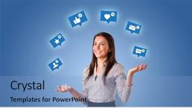  Presentation with social media - Presentation consisting of person playing with social media background and a light blue colored foreground