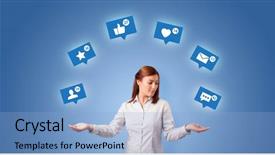  Presentation with social media - Amazing slide deck having person playing with social media backdrop and a light blue colored foreground