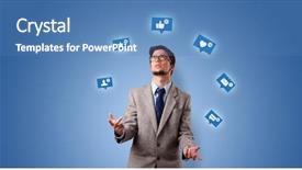  Presentation with political social media - Slide set enhanced with person playing with social media background and a teal colored foreground