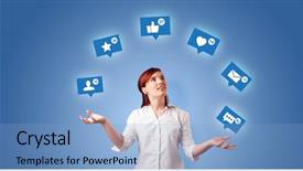  Presentation with adolescent social media - Slide deck having person playing with social media background and a light blue colored foreground