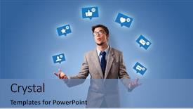  Presentation with quit social media - Colorful presentation theme enhanced with person playing with social media backdrop and a teal colored foreground