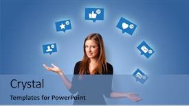  Presentation with quit social media - Presentation design with person playing with social media background and a teal colored foreground