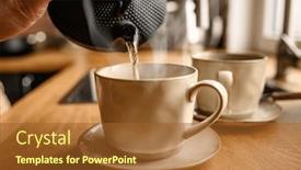  Presentation with pouring water - Presentation theme enhanced with person-pouring-hot-water background and a tawny brown colored foreground