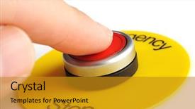  Presentation with stop - Beautiful PPT theme featuring person pushing emergency stop switch backdrop and a gold colored foreground