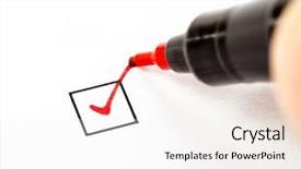  Presentation with box - Cool new slides with person putting a mark backdrop and a white colored foreground