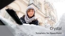  Presentation with ice - Cool new presentation with person removing snow and ice backdrop and a light gray colored foreground