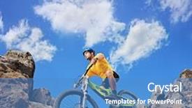  Presentation with mountain bike - Cool new slide deck with black calla lilly on grey background backdrop and a black colored foreground.