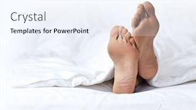  Presentation with bed - Presentation theme consisting of person-s-foot-in-bed background and a sky blue colored foreground