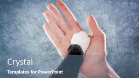  Presentation with paw - Colorful PPT layouts enhanced with person-s-hand backdrop and a seafoam green colored foreground