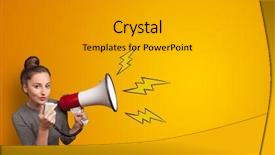  Presentation with lighting - Colorful PPT theme enhanced with person shouting lighting bolts backdrop and a light gray colored foreground