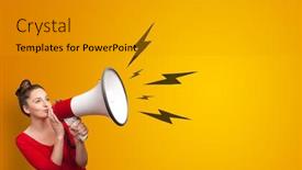  Presentation with lighting - Presentation design consisting of person-shouting-lighting-bolts background and a gray colored foreground