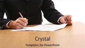  Presentation with important - Slide deck having person signing important document isolated background and a coral colored foreground