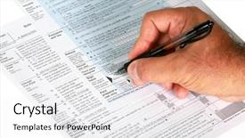  Presentation with person help sign poverty - Presentation theme having person signs us tax forums background and a white colored foreground